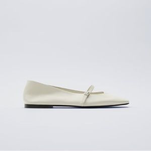 Off White Zara Mary Jane Ballet Flats